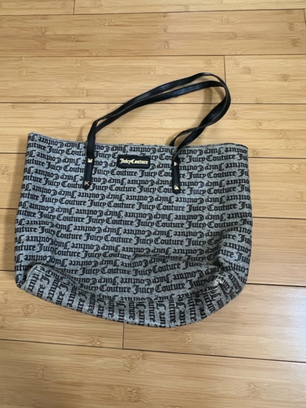 Juicy Couture Black and Gray Signature Logo Tote